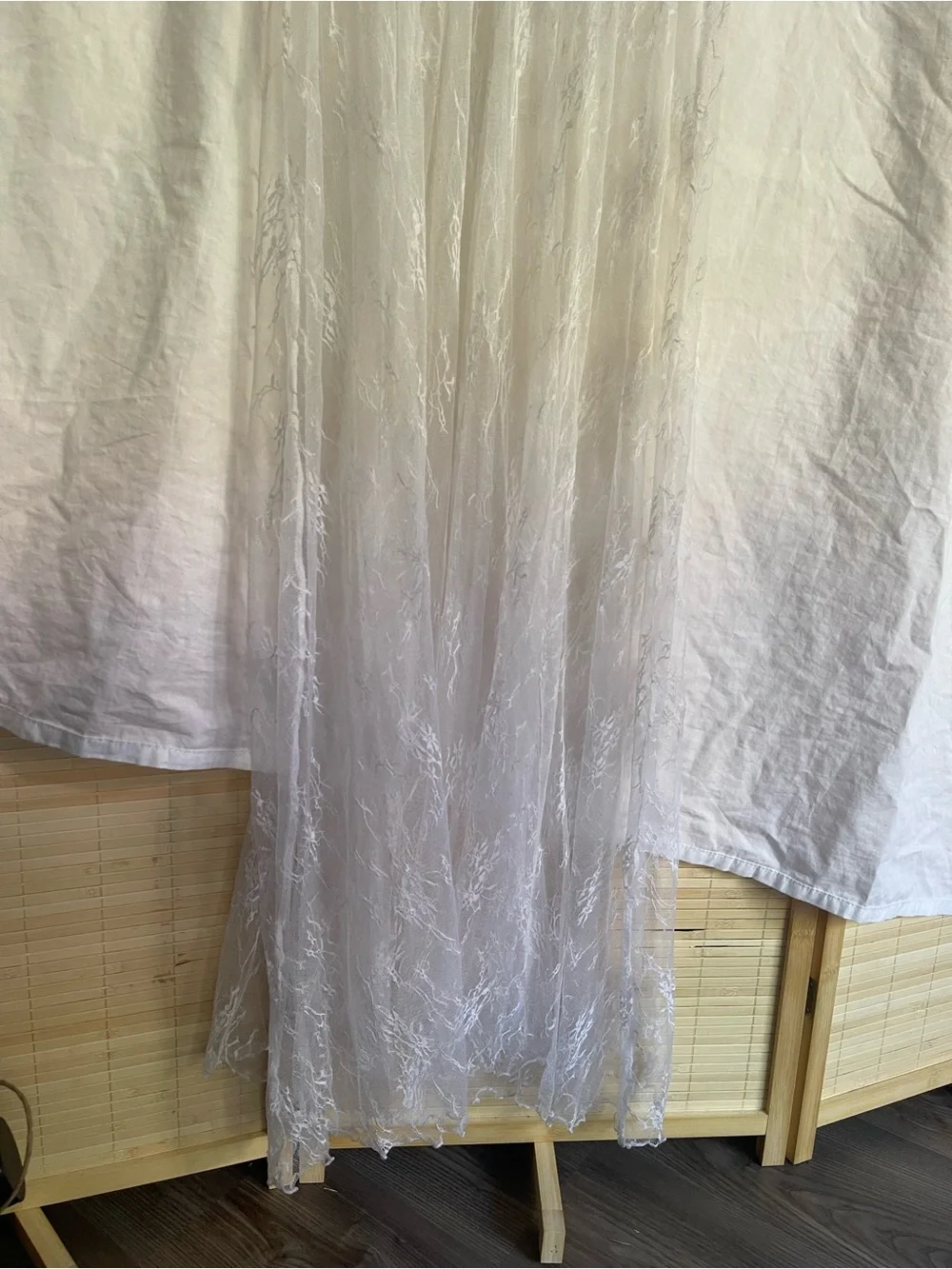 Dreamgirl Vintage Sheer Long Lace Robe Coquette Angelic Bridal Whimsical Size S